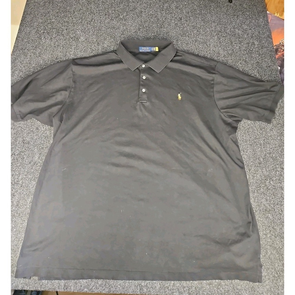 Polo Ralph Lauren Men's Black Cotton Knit Polo Short Sleeve Classic Fit Big 3X